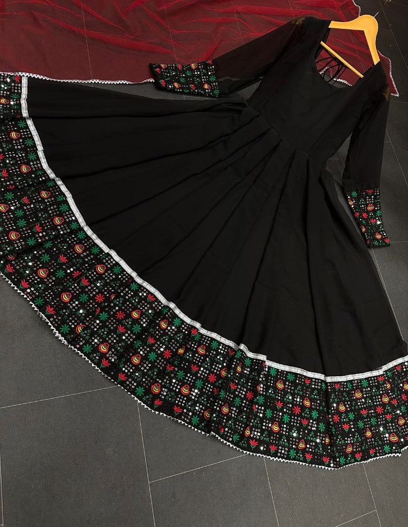Black georgette long anarkali gown