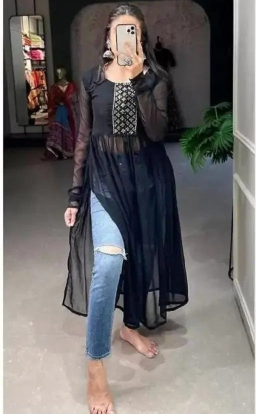 Black georgette long kurti