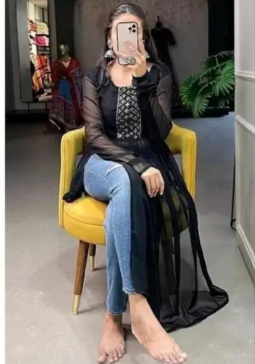 Black georgette long kurti