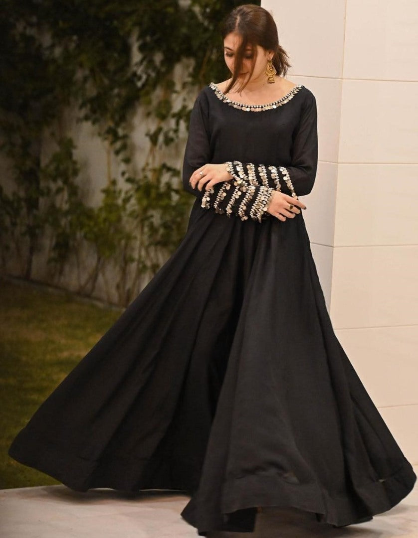 Black georgette partywear gown