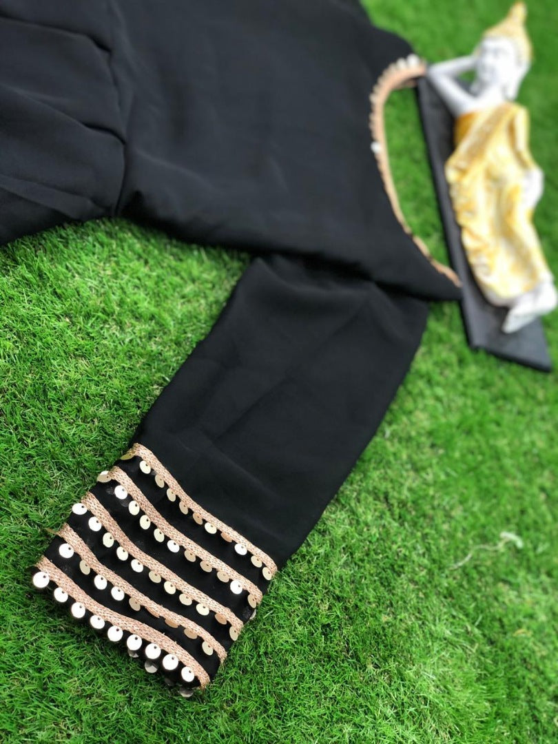 Black georgette partywear gown