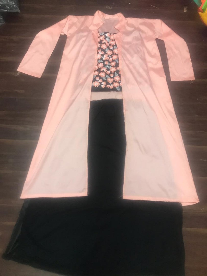 black georgette partywear indowestern lehenga with tapeta silk koti