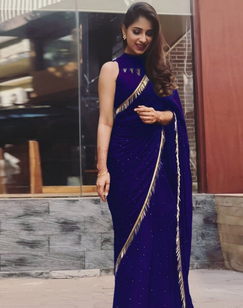 Black georgette partywear saree