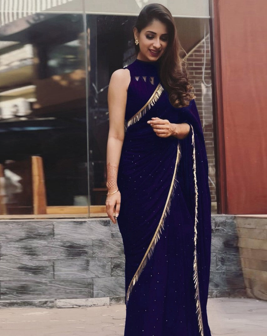 Black georgette partywear saree