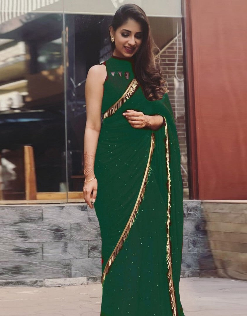 Black georgette partywear saree