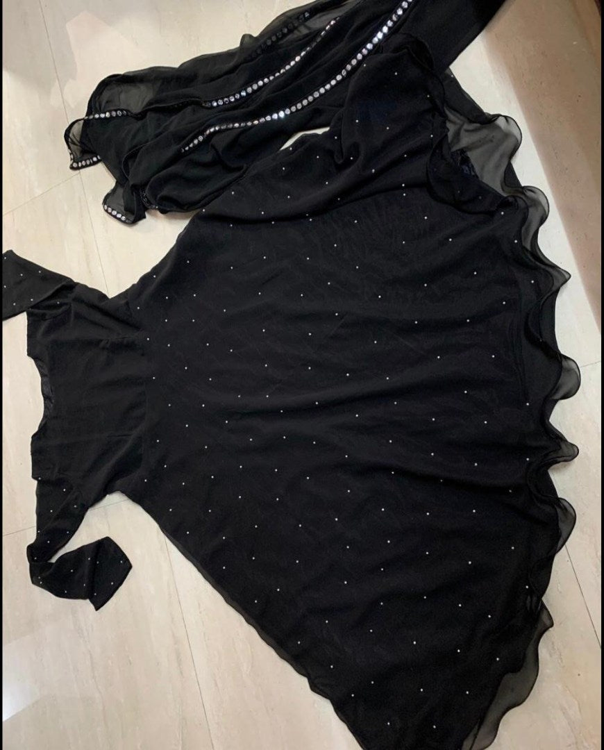 Black georgette pearl work anarkali suit