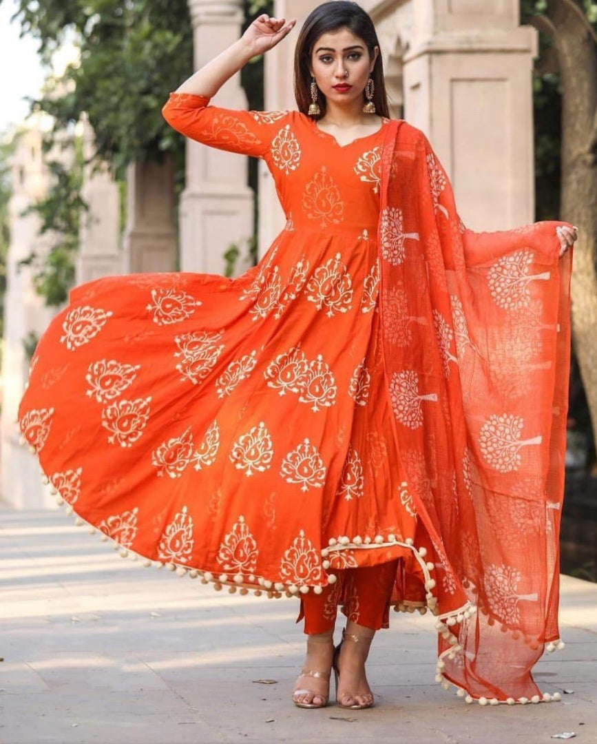 Black georgette printed kurti with dupatta