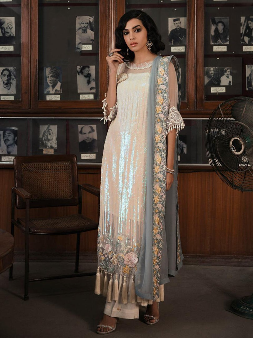 Black georgette sequence embroidered partywear salwar suit