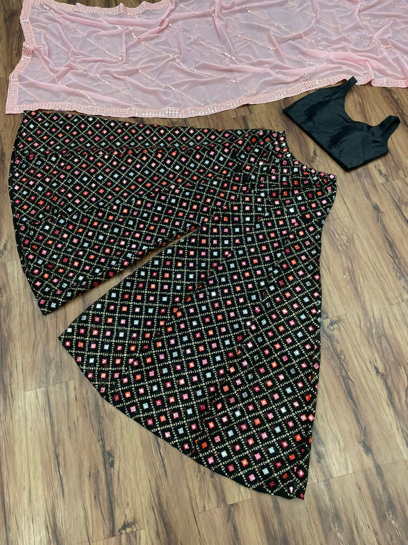 Black heavy embroidered plazzo suit