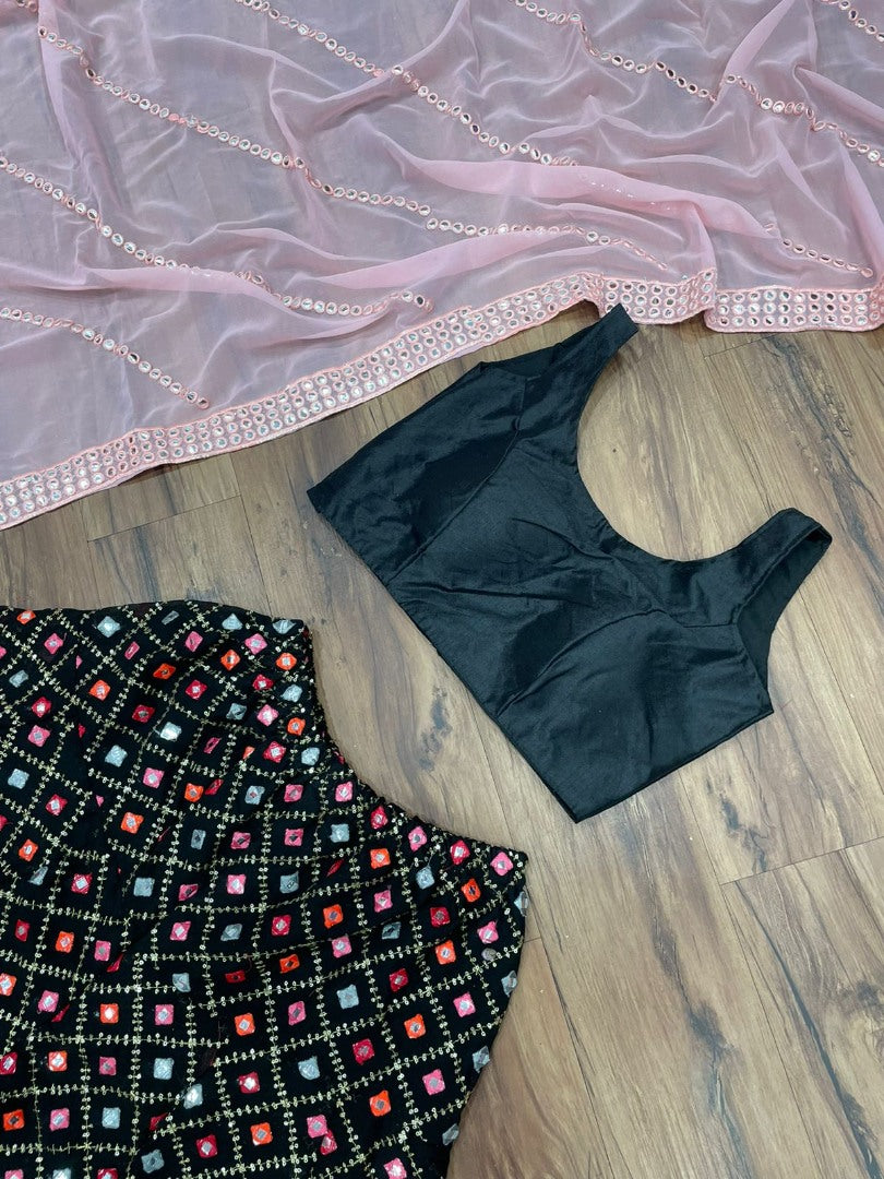 Black heavy embroidered plazzo suit