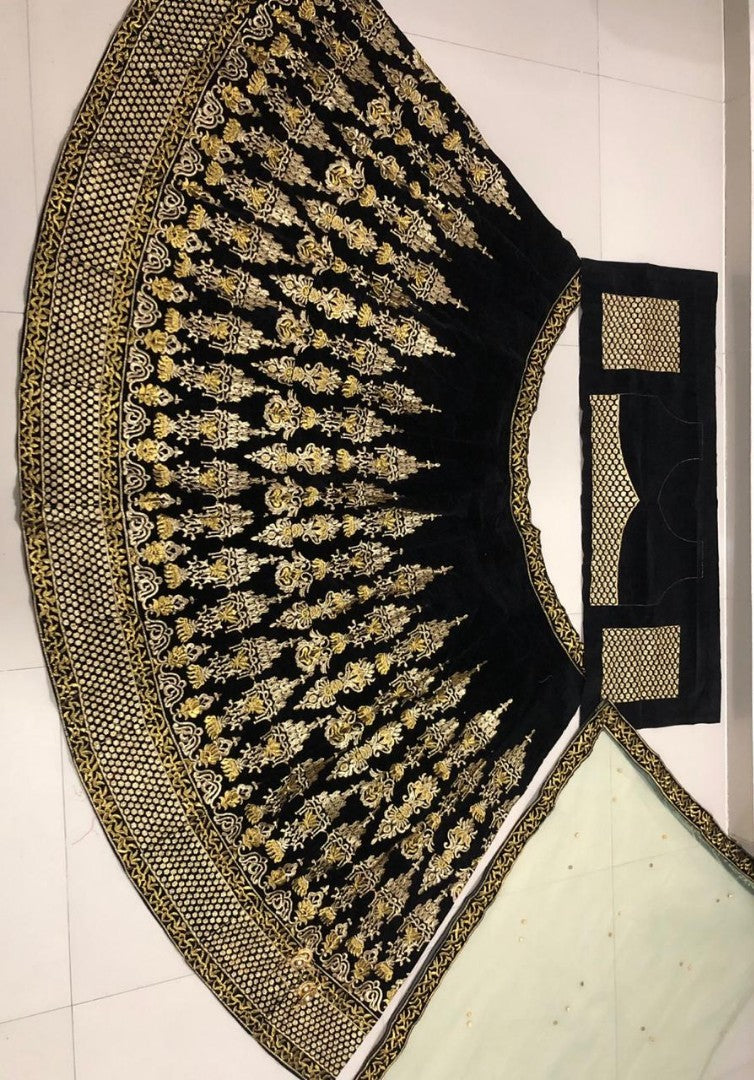 Black heavy velvet embroidered bridal wedding lehenga choli