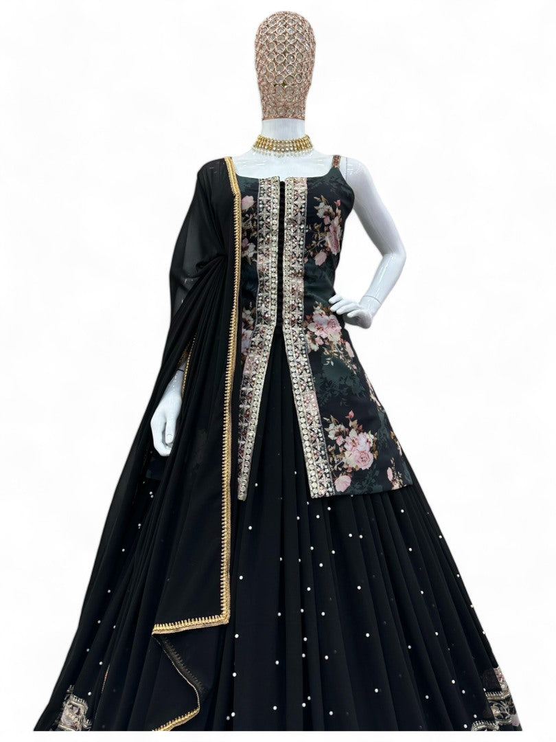 Black heavy work designer lehenga suit for wedding