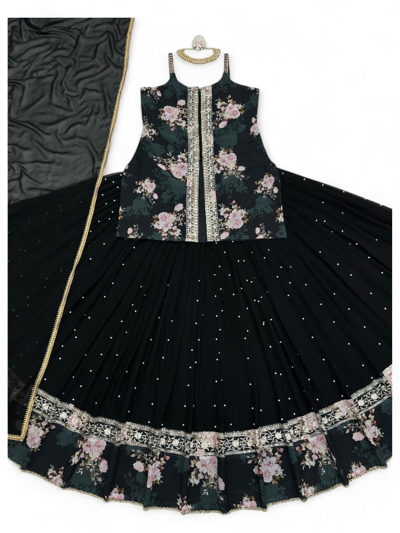 Black heavy work designer lehenga suit for wedding