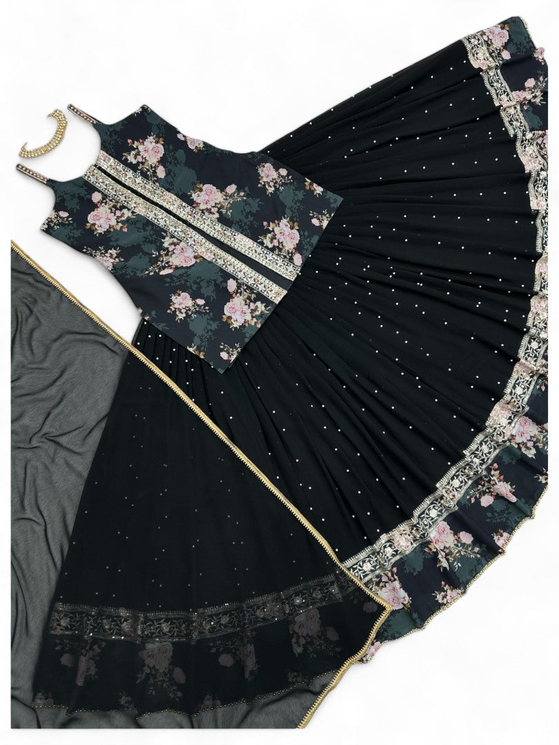 Black heavy work designer lehenga suit for wedding