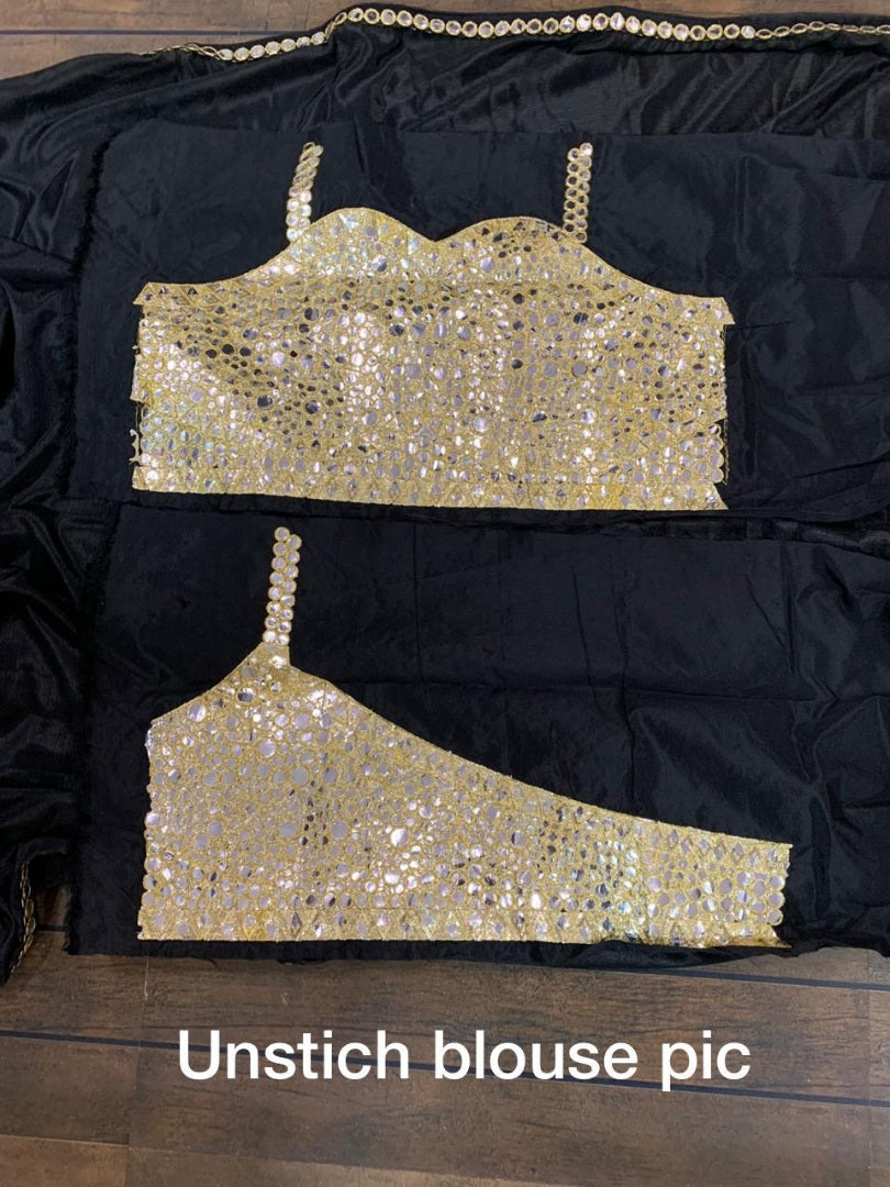 Black indowestern paper mirror saree