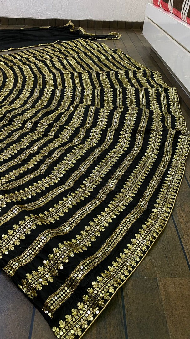 Black kasturi silk heavy embroidered lehenga choli