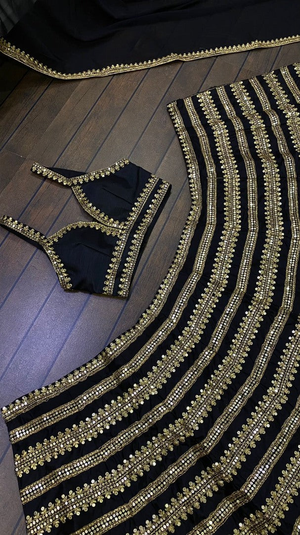Black kasturi silk heavy embroidered lehenga choli