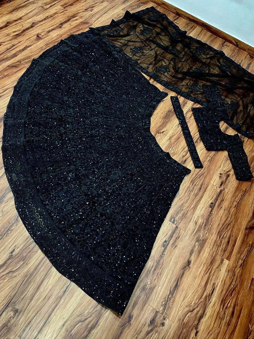 Black net coding heavy dori work wedding lehenga choli