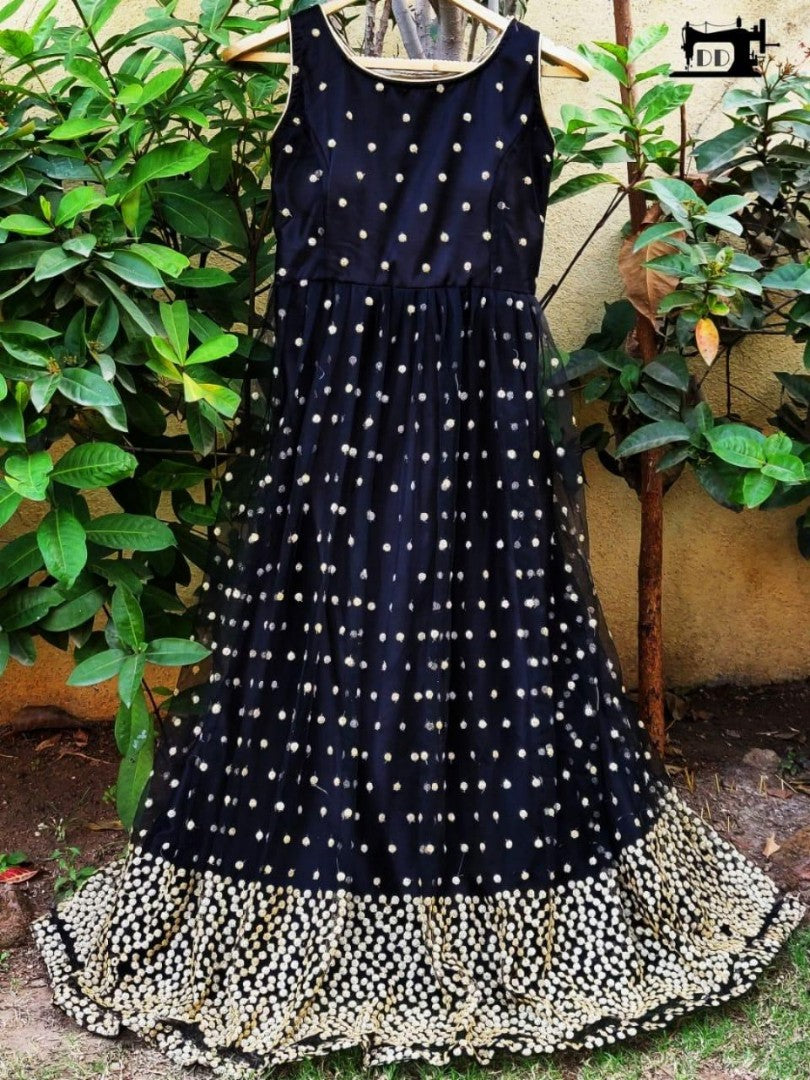 Black net sequence work gown