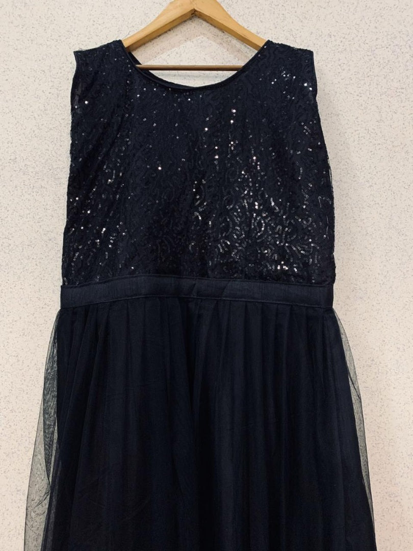 Black net sequence work partywear gown