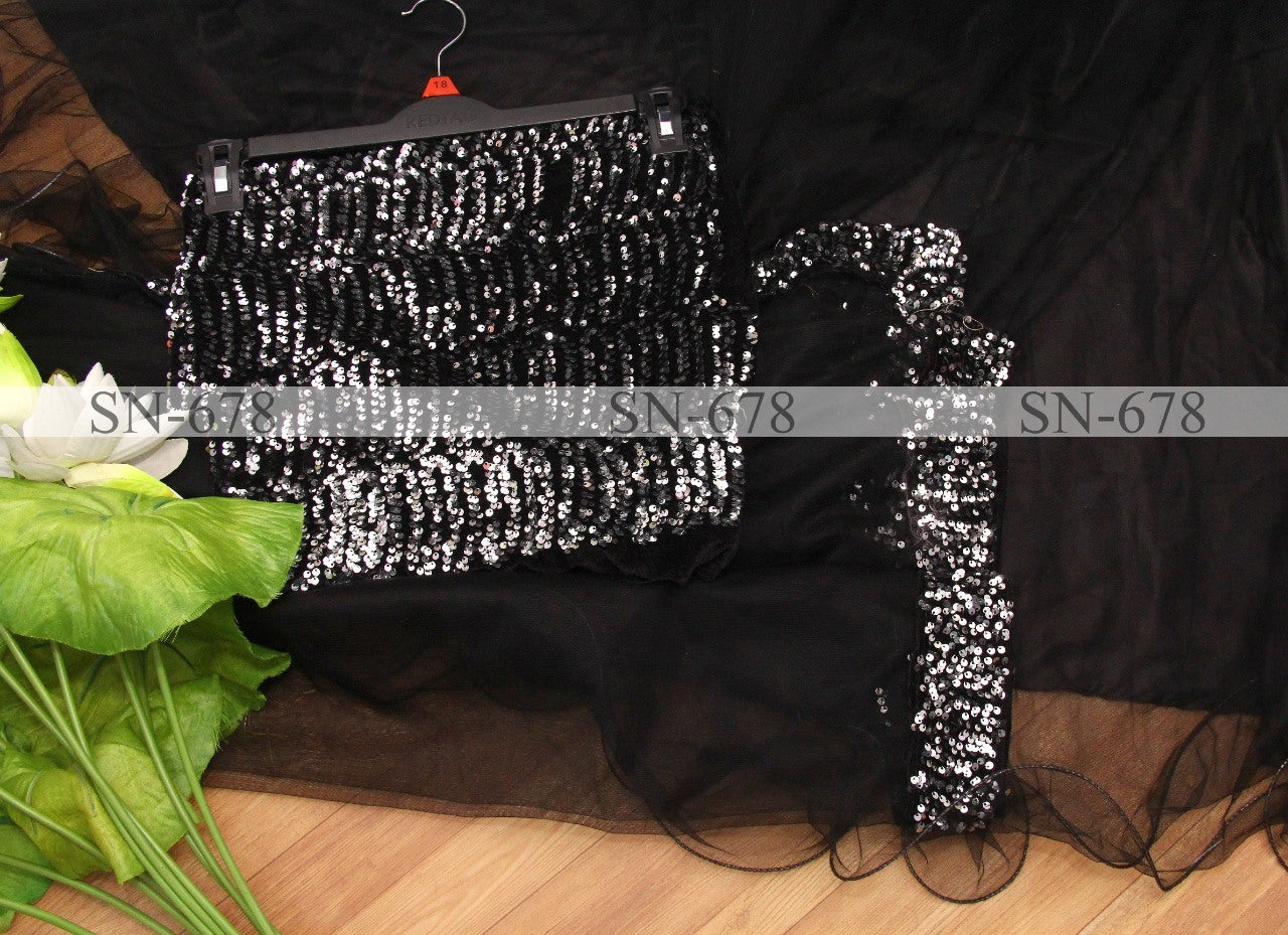 Black net sequence work partywear lehenga