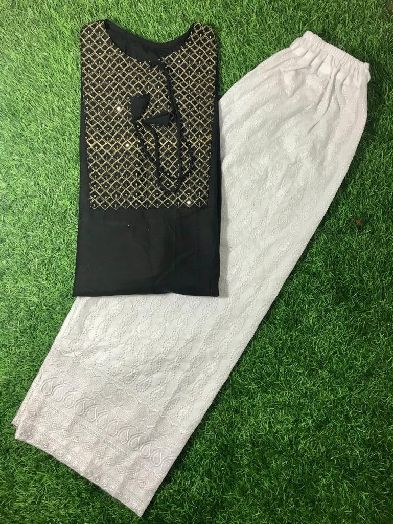 Black rayon thread sequence plazzo kurti