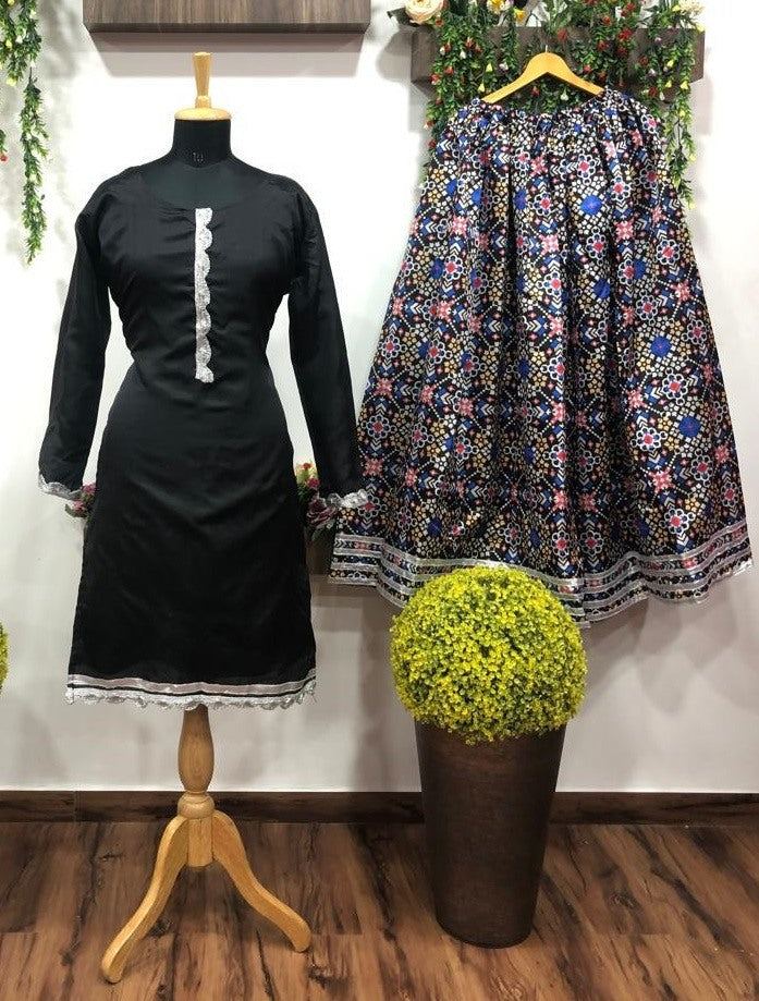 Black tapeta lehenga suit