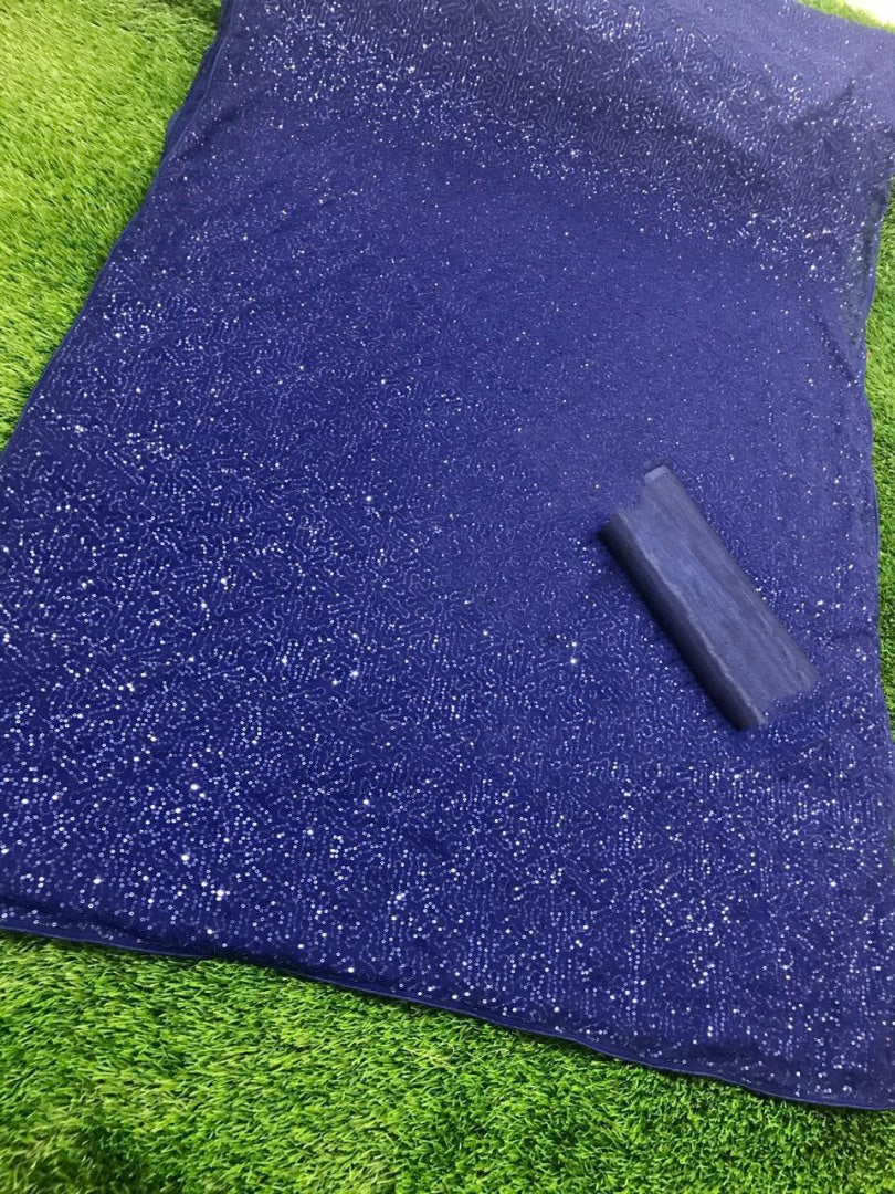 Blue georgette full sequence work partywear saree