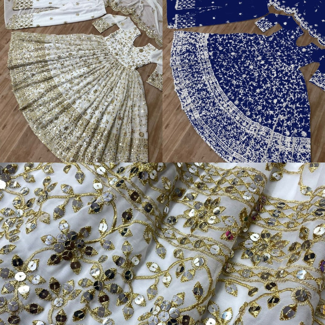 Blue georgette sequence embroidered anarkali suit