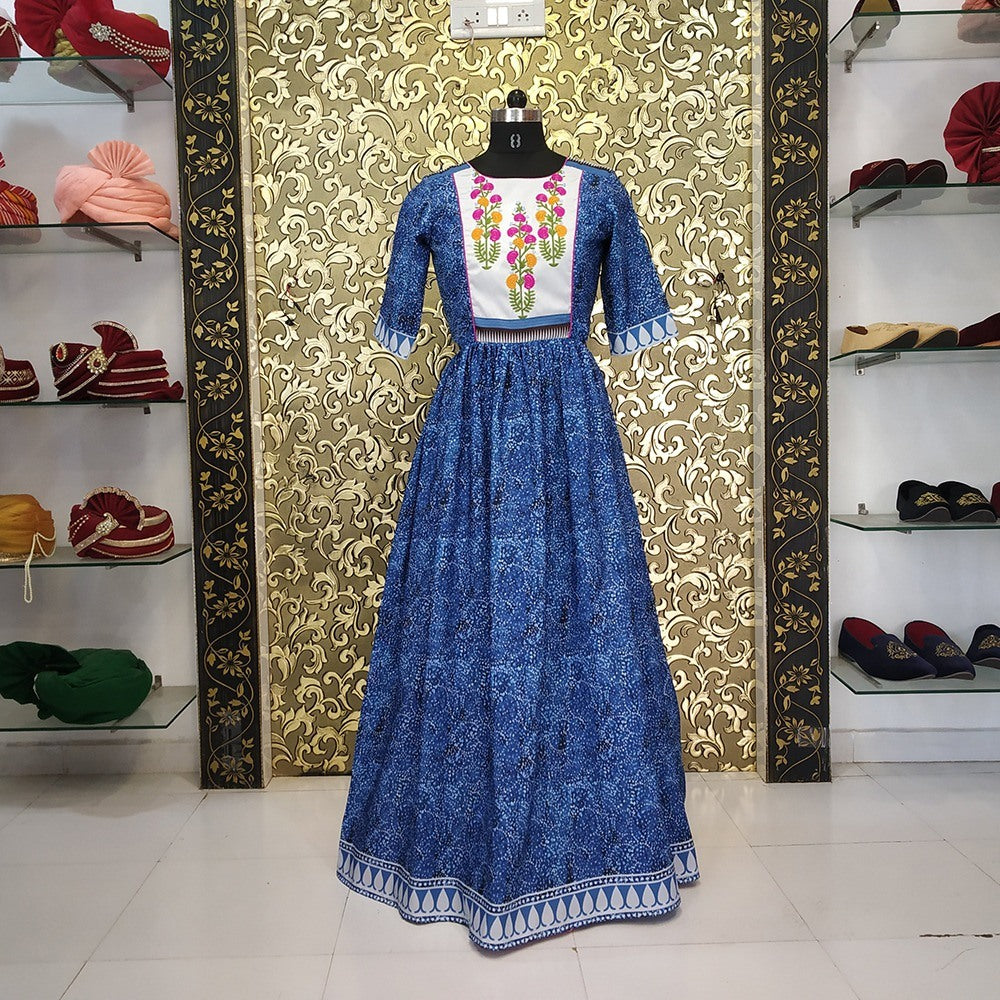 Blue heavy crape sara ali khan stylist printed kurti