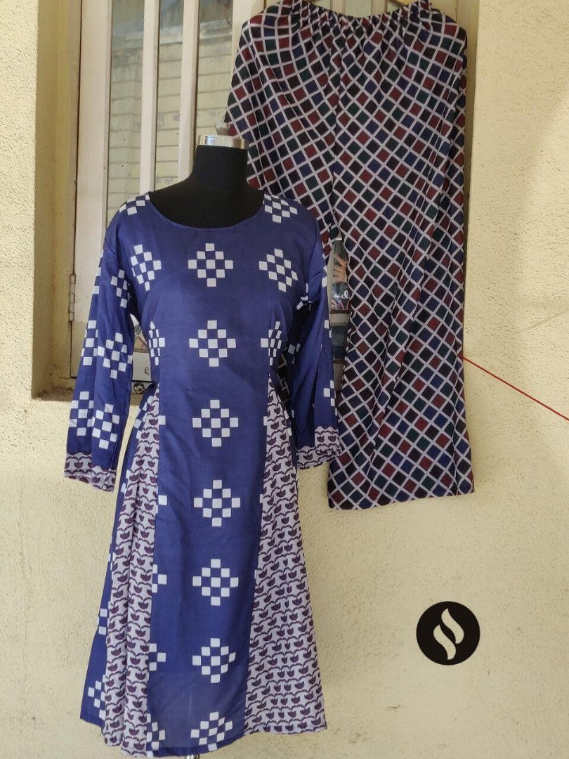 blue maslin silk bollywood plazzo kurti