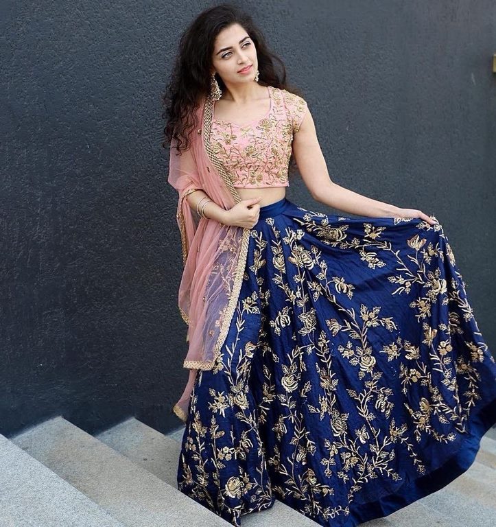 Blue tapeta silk embroidered wedding lehenga