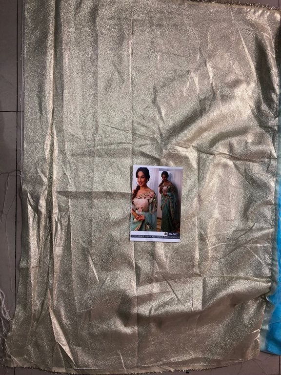 Bollywood style gorgeous sky mono net wedding saree