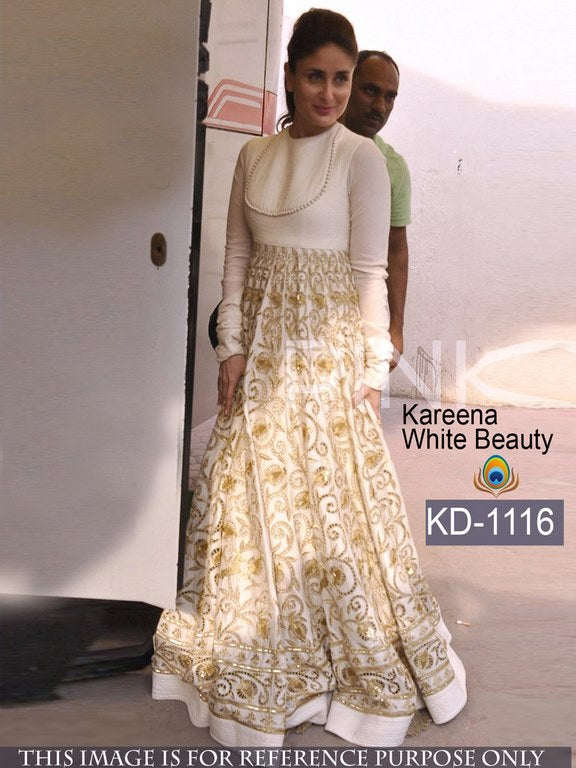 bollywood style stylist embroidered white gown