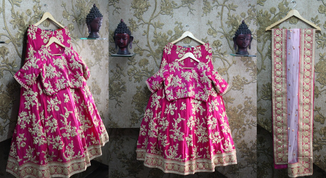 Bridal Lehenga choli with heavy lace work on dupatta