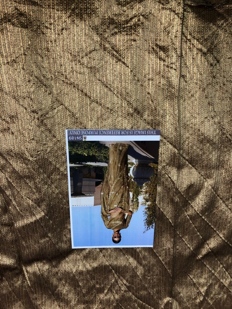 coffee organza designer embroidered wedding saree