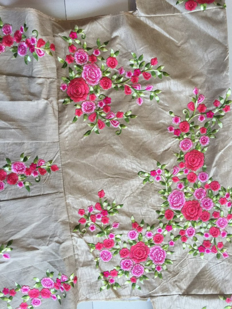 cream multicolor embroidered wedding gown