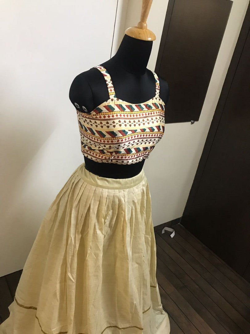 cream printed nura silk bollywood style lehenga choli