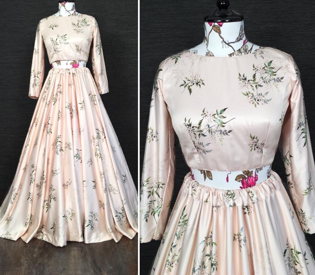 Cream soft net lace border work party wear lehenga choli