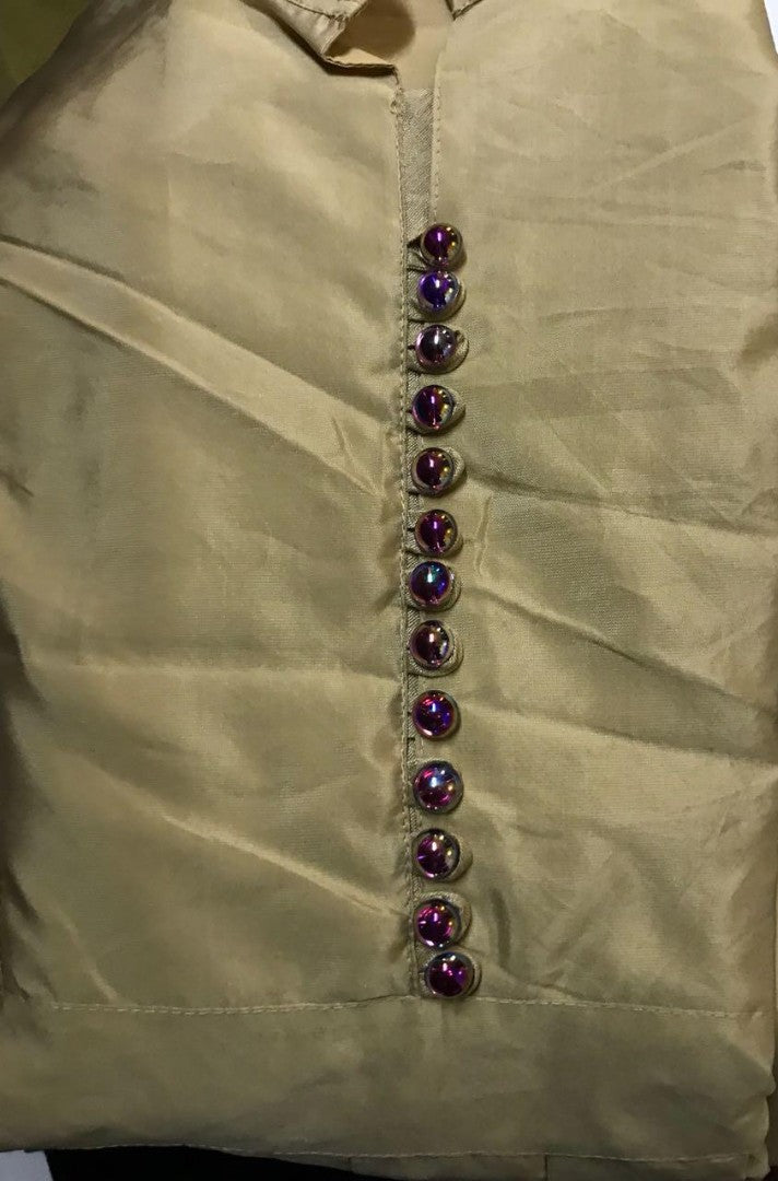 cream tapeta silk stylist anarkali suit with printed dupatta