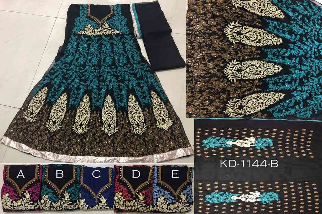 dark green georgette heavy embroidered wedding gown