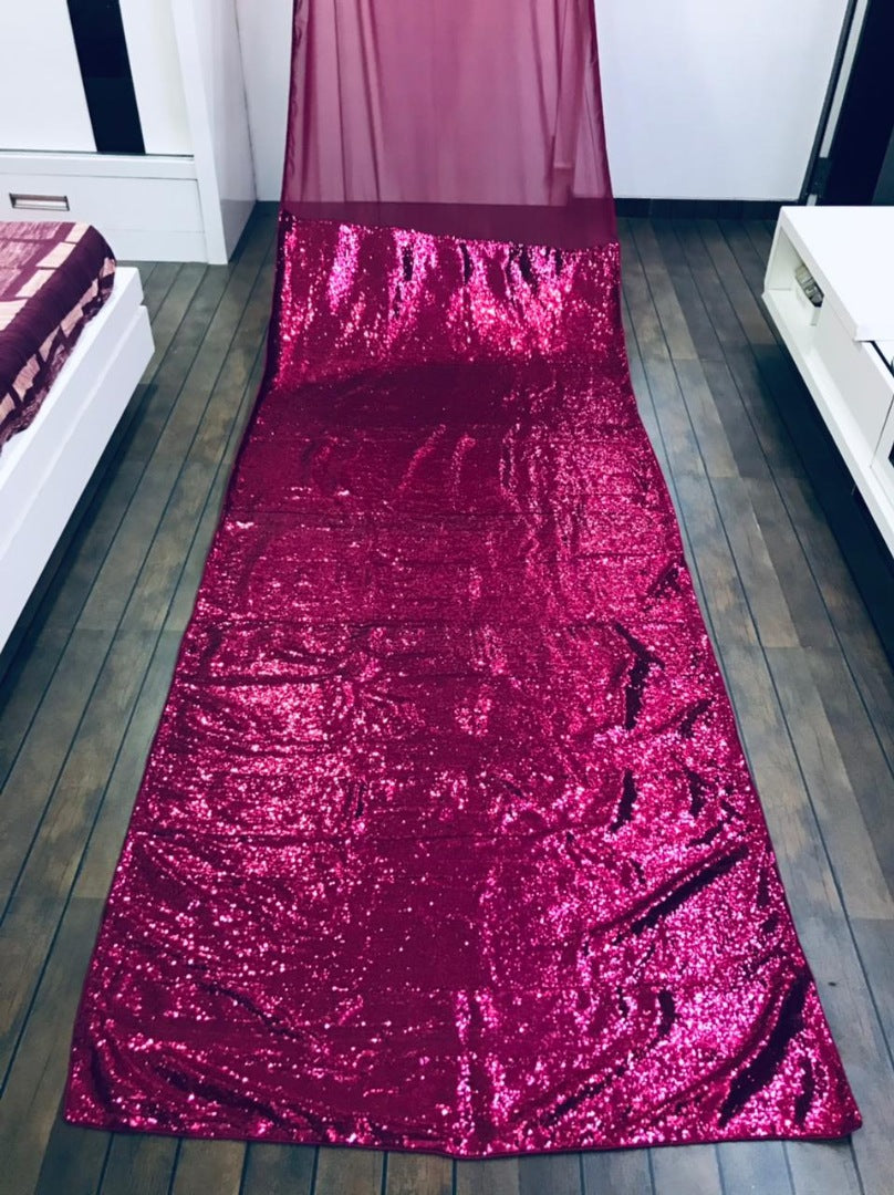 Dark pink georgette sequence work partywear saree