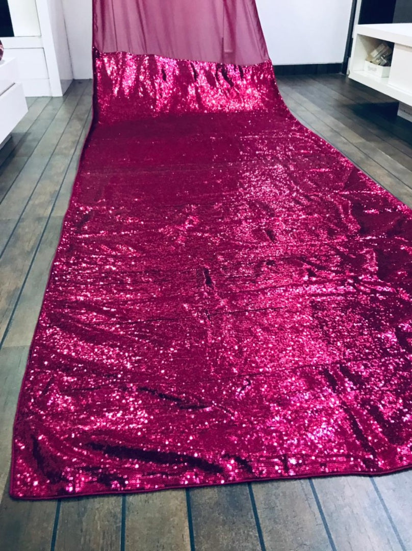 Dark pink georgette sequence work partywear saree