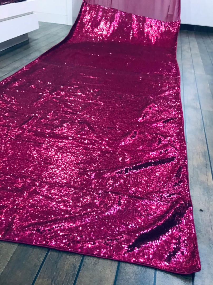 Dark pink georgette sequence work partywear saree