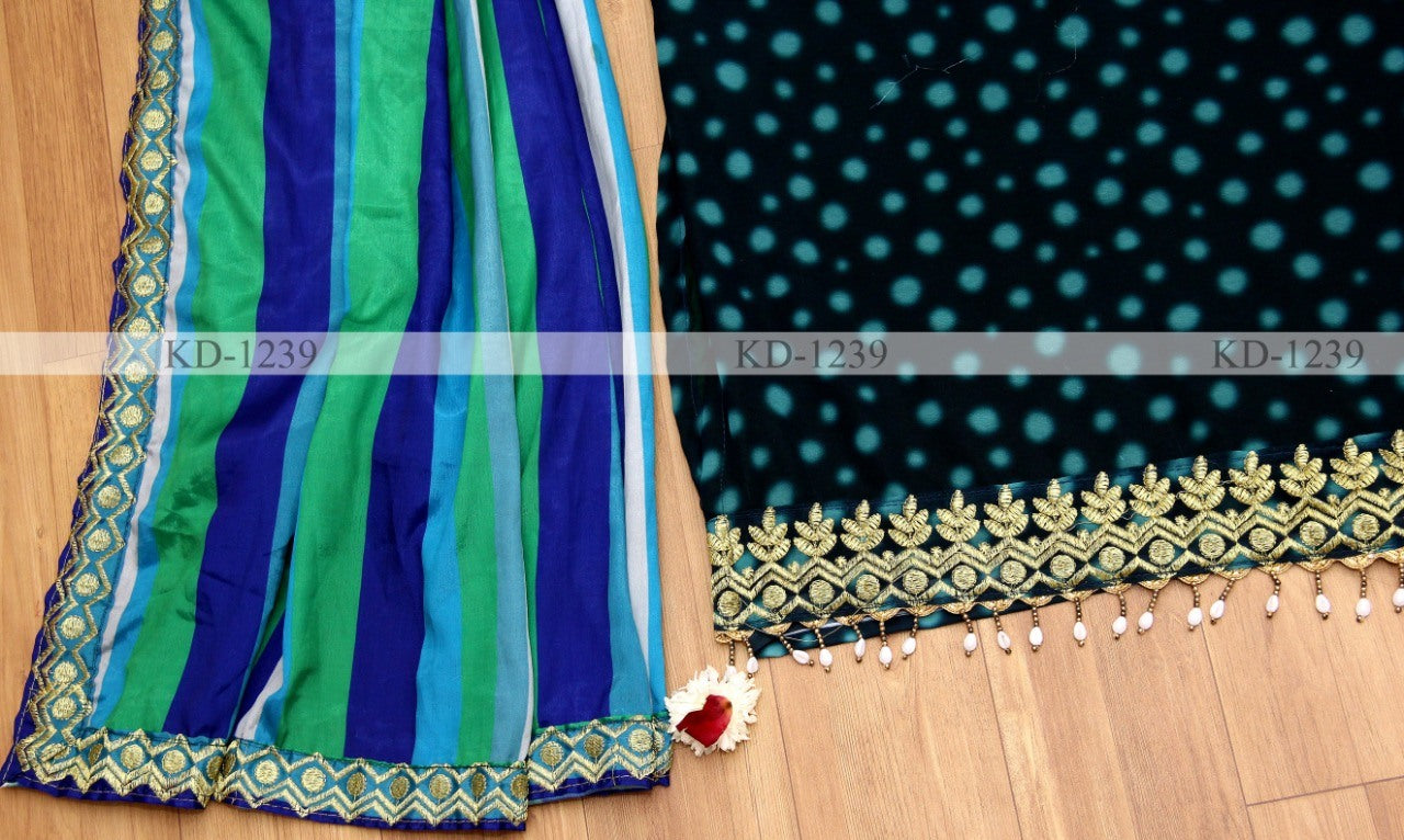 Dark rama blue sharara salwar suit
