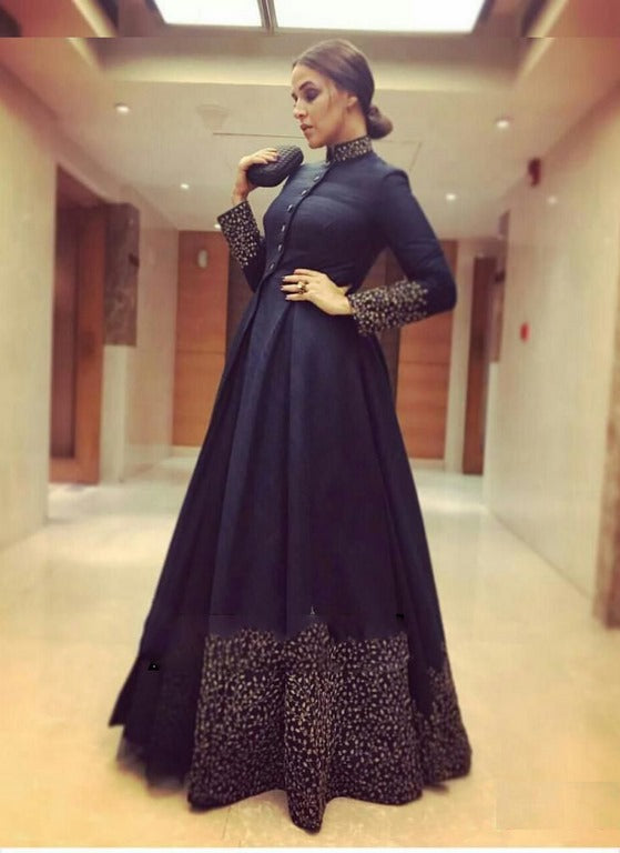 Designer Blue embroidered Wedding Gown