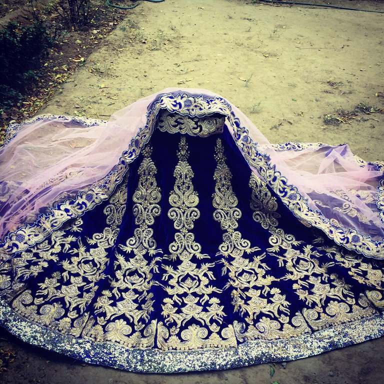 Designer embroidered blue lehenga