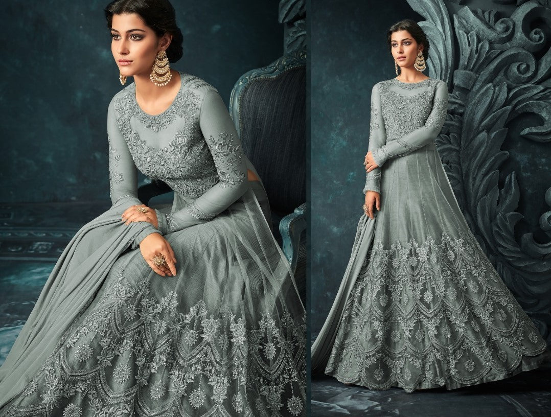 Designer embroidered long wedding anarkali suit