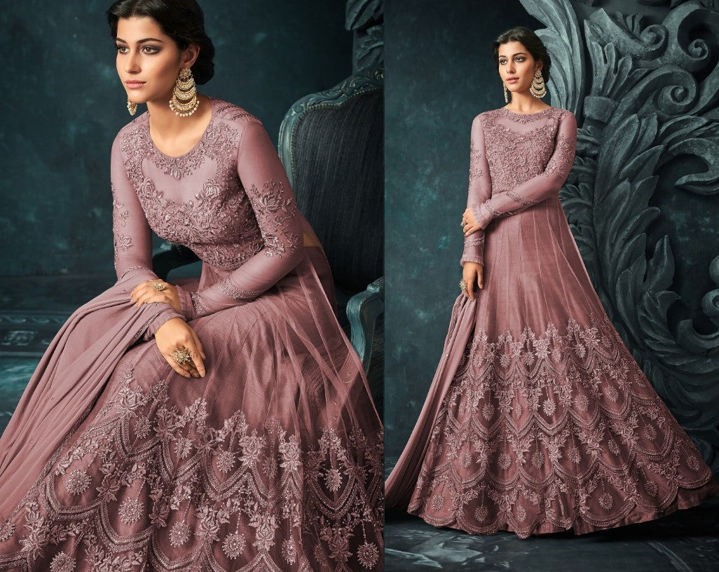 Designer embroidered long wedding anarkali suit