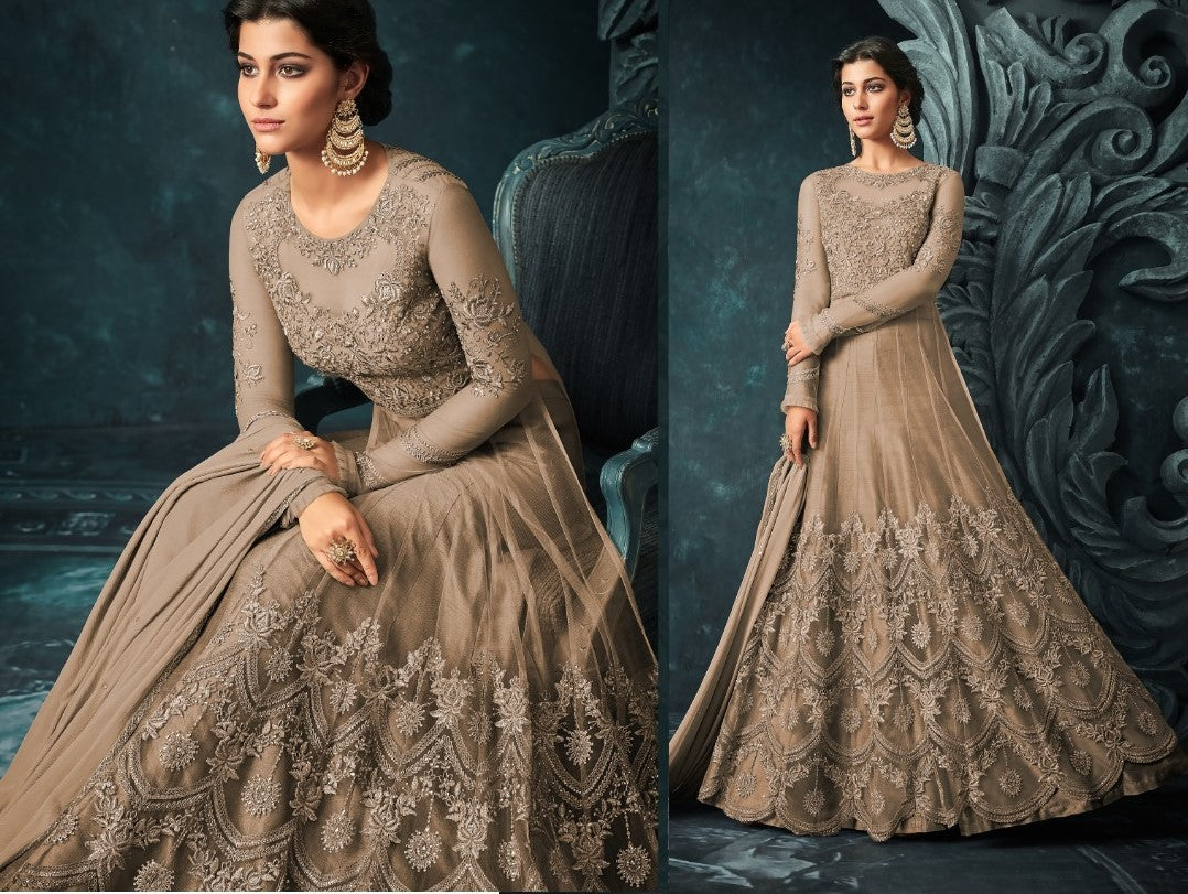 Designer embroidered long wedding anarkali suit